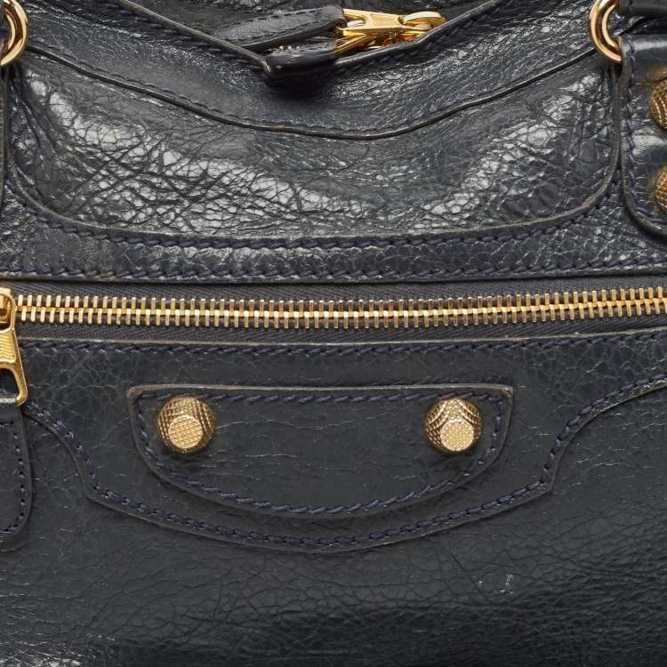 Pre Owned Balenciaga Grey Leather GGH Motorcycle City Bag