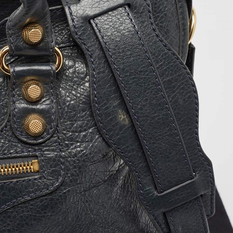 Pre Owned Balenciaga Grey Leather GGH Motorcycle City Bag