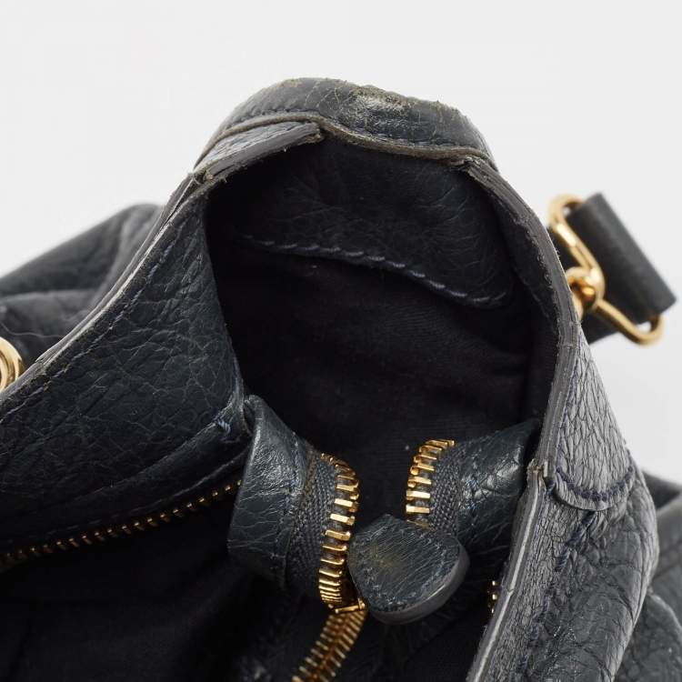 Pre Owned Balenciaga Grey Leather GGH Motorcycle City Bag