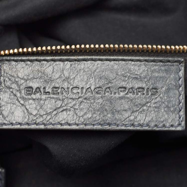 Pre Owned Balenciaga Grey Leather GGH Motorcycle City Bag