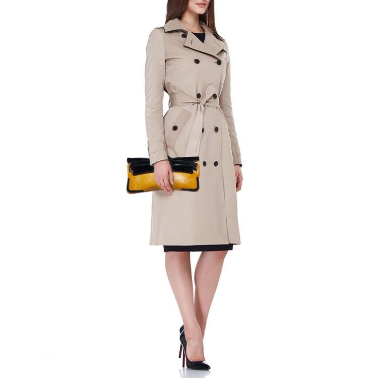 Pre Owned Balenciaga Yellow/Black Leather and Patent Leather Lune Clutch