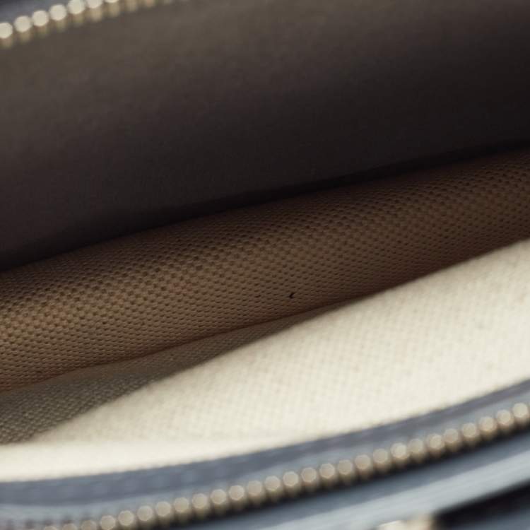 Pre Owned Balenciaga Blue/Off-White Canvas and Leather Navy Pochette Crossbody Bag