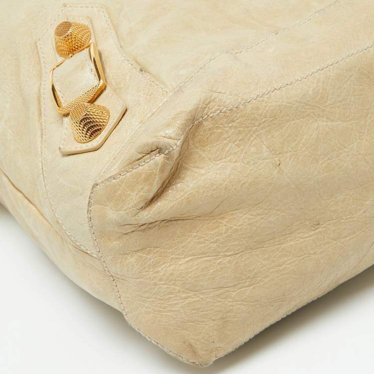 Pre Owned Balenciaga Beige Leather GGH Day Hobo