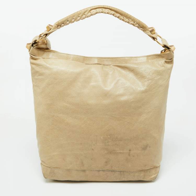 Pre Owned Balenciaga Beige Leather GGH Day Hobo