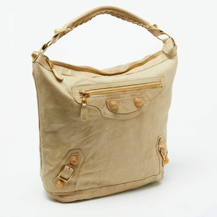 Pre Owned Balenciaga Beige Leather GGH Day Hobo