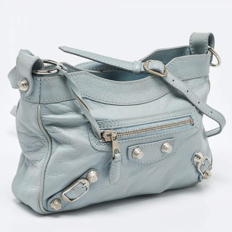 Pre Owned Balenciaga Blue Leather Classic Hip Crossbody Bag