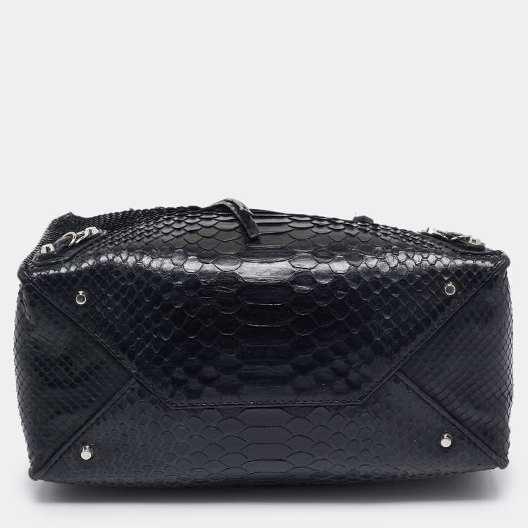 Pre Owned Balenciaga Black Python Mini Papier A4 Tote