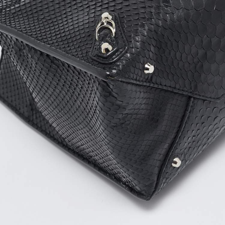 Pre Owned Balenciaga Black Python Mini Papier A4 Tote