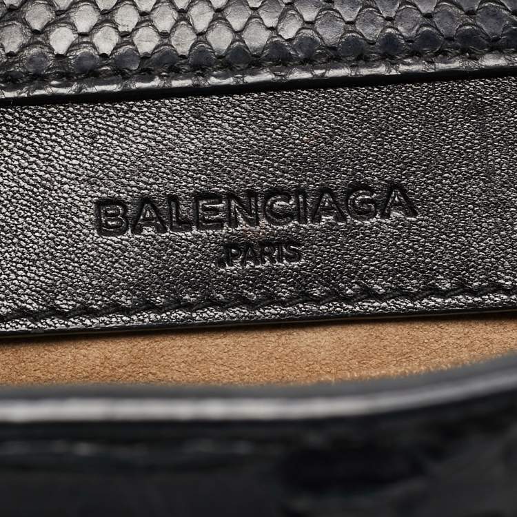 Pre Owned Balenciaga Black Python Mini Papier A4 Tote