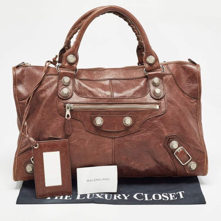 Pre Owned Balenciaga Brown Leather SGH Giant Work Bag