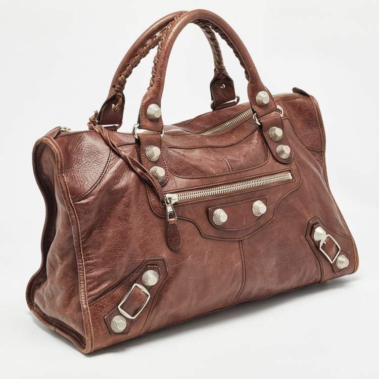 Pre Owned Balenciaga Brown Leather SGH Giant Work Bag