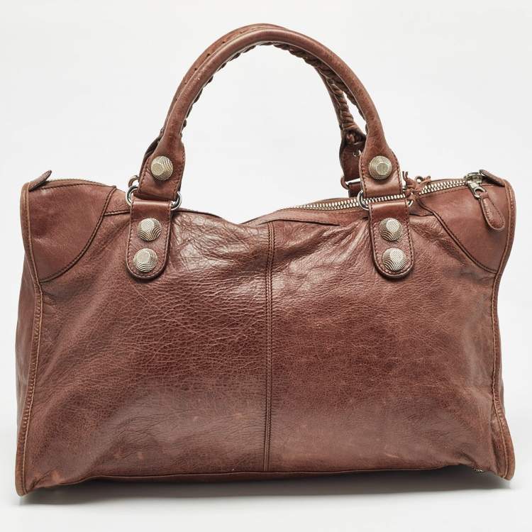 Pre Owned Balenciaga Brown Leather SGH Giant Work Bag
