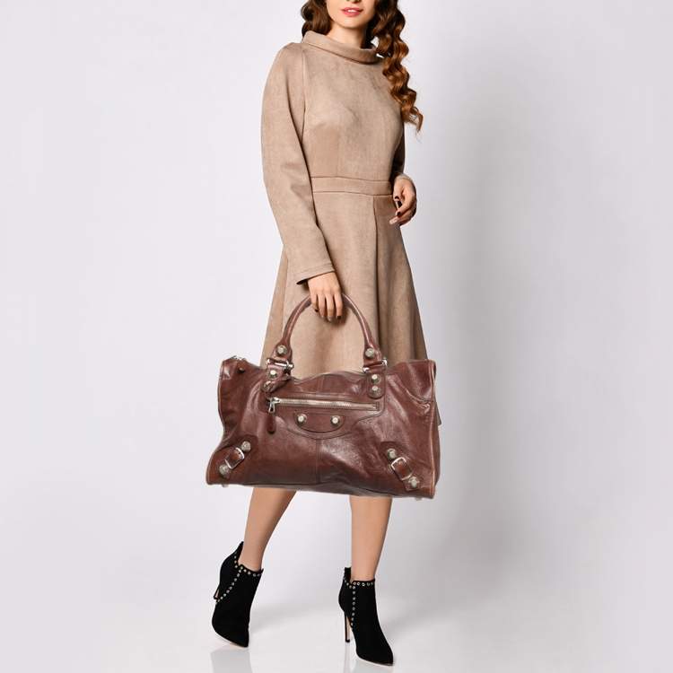 Pre Owned Balenciaga Brown Leather SGH Giant Work Bag