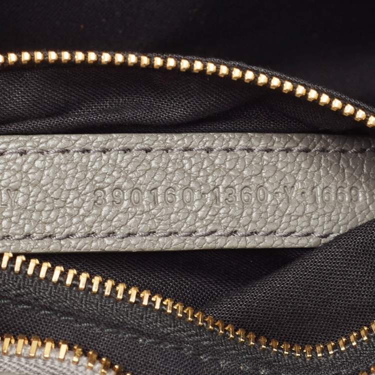 Pre Owned Balenciaga Grey Leather Mini Metallic Edge City Bag