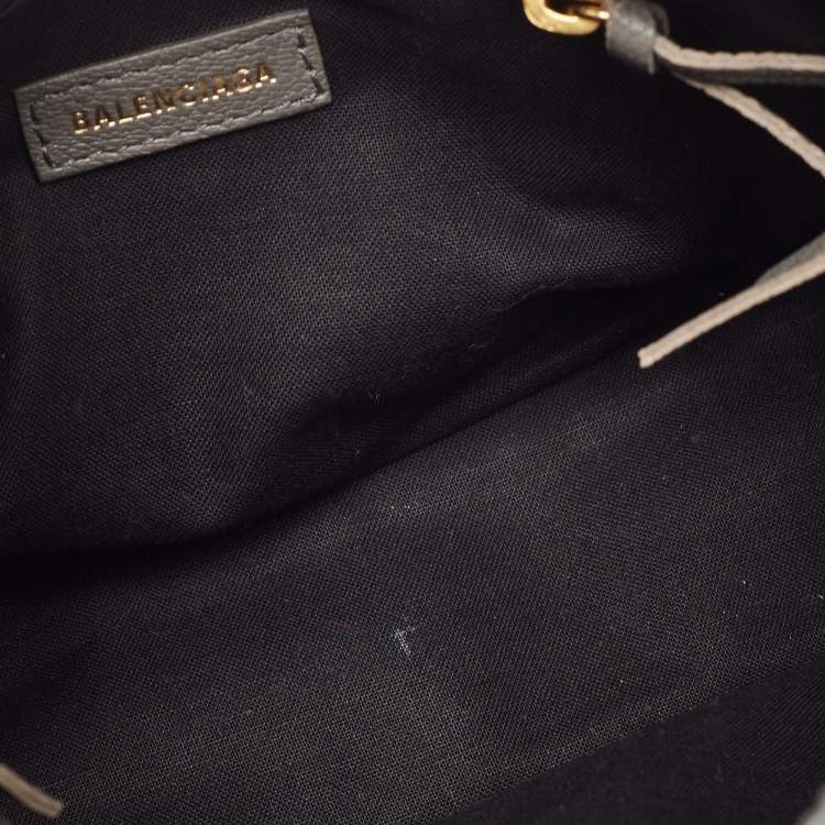 Pre Owned Balenciaga Grey Leather Mini Metallic Edge City Bag
