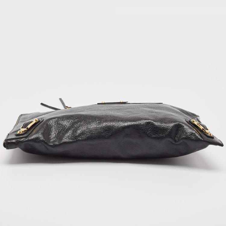 Pre Owned Balenciaga Black Leather Classic Hardware Small Pouch