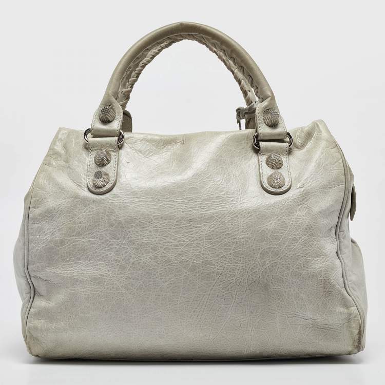 Pre Owned Balenciaga Light Blue Leather GSH Mid Day Bag