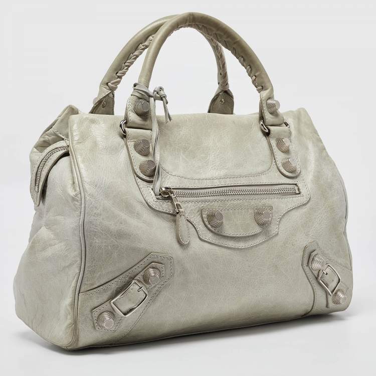 Pre Owned Balenciaga Light Blue Leather GSH Mid Day Bag