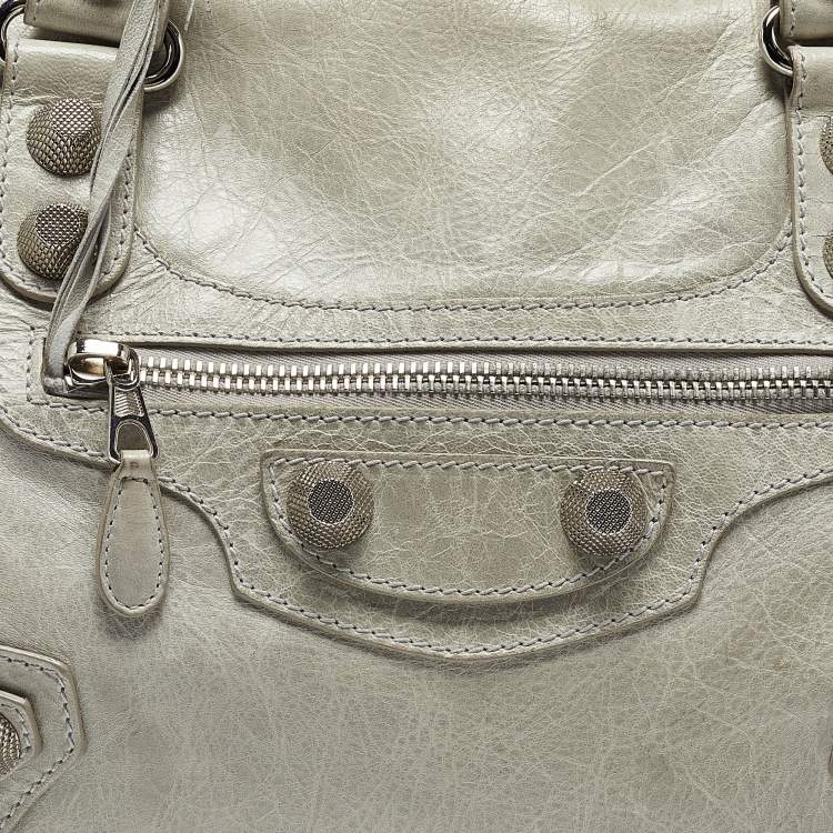 Pre Owned Balenciaga Light Blue Leather GSH Mid Day Bag