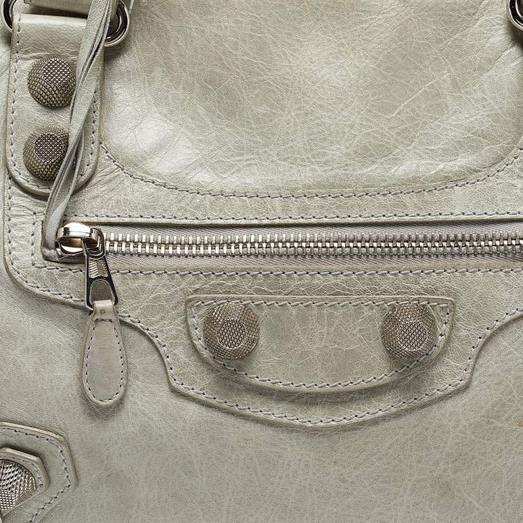 Pre Owned Balenciaga Light Blue Leather GSH Mid Day Bag