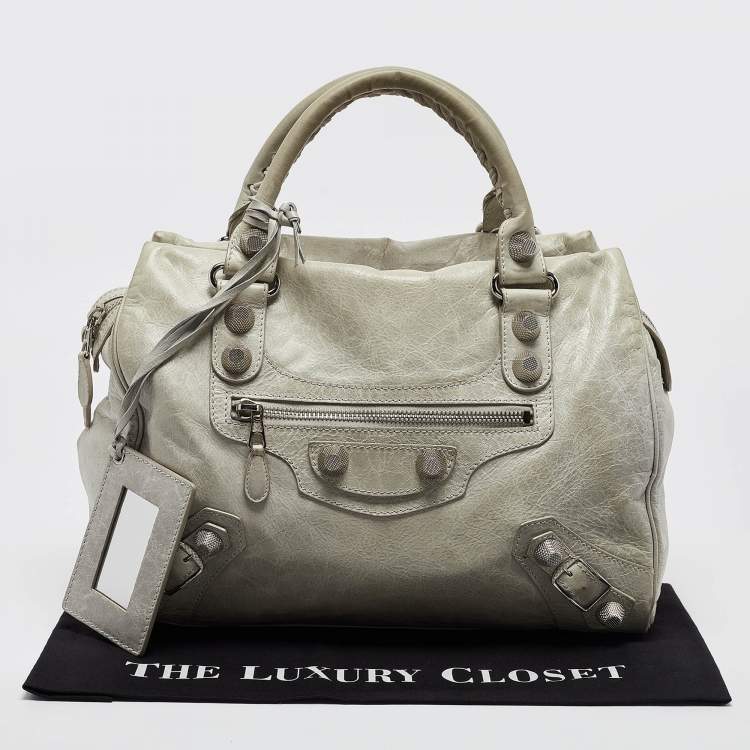 Pre Owned Balenciaga Light Blue Leather GSH Mid Day Bag
