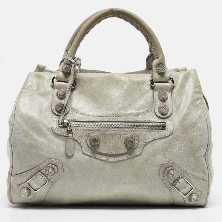 Pre Owned Balenciaga Light Blue Leather GSH Mid Day Bag