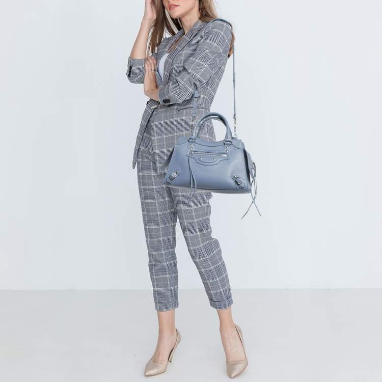 Pre Owned Balenciaga Light Blue Leather Small Neo Classic Tote