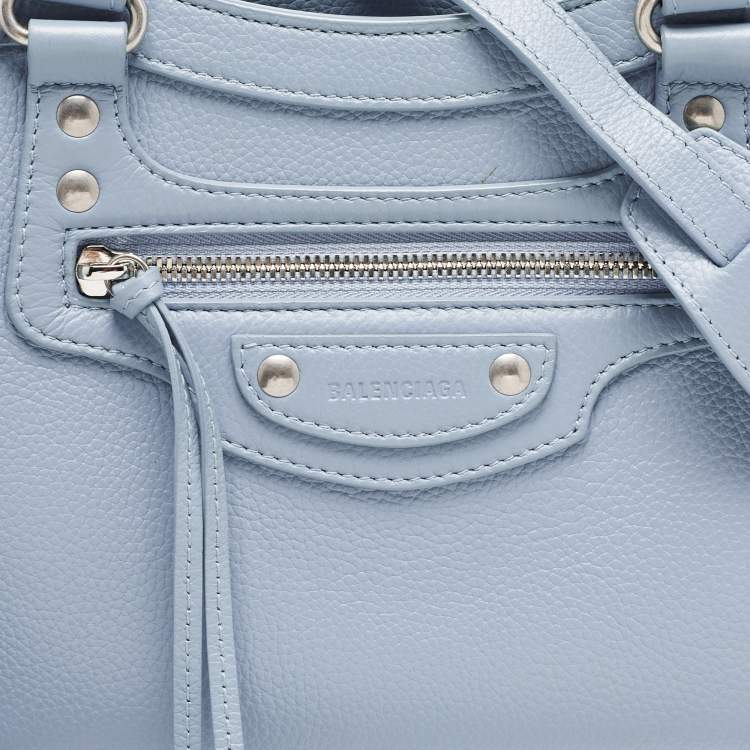 Pre Owned Balenciaga Light Blue Leather Small Neo Classic Tote