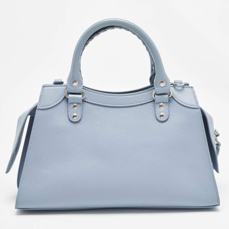 Pre Owned Balenciaga Light Blue Leather Small Neo Classic Tote