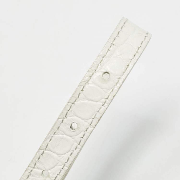 Pre Owned Balenciaga White Croc Embossed Leather XXS Ville Satchel