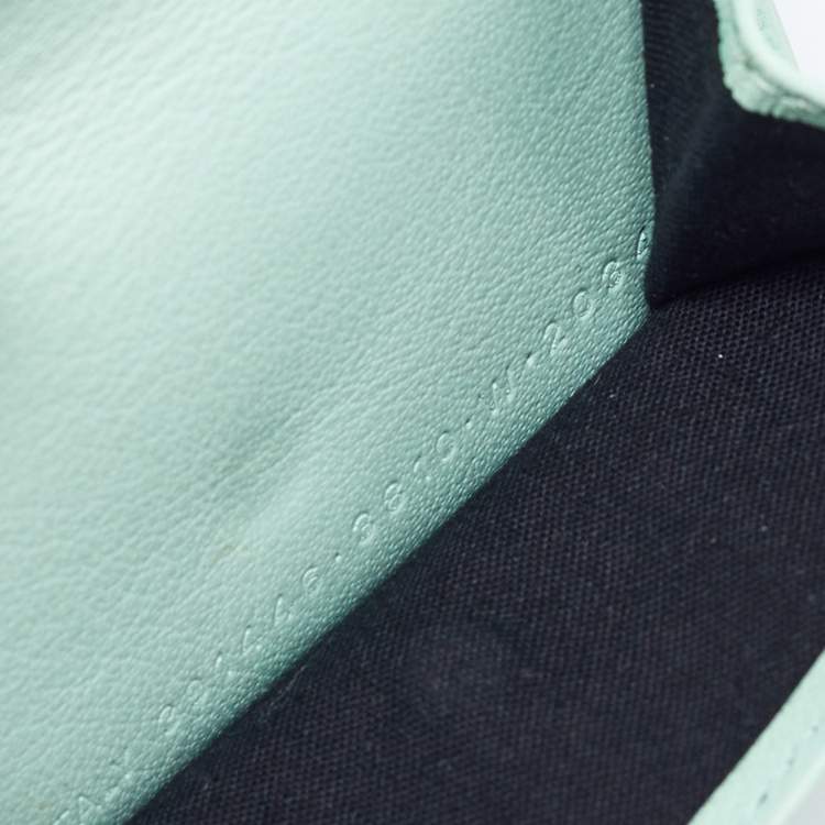 Pre Owned Balenciaga Mint Green Leather Mini Papier Wallet