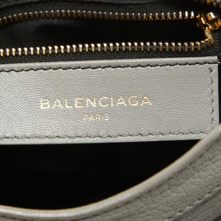 Pre Owned Balenciaga Grey Leather Mini Metallic Edge City Bag