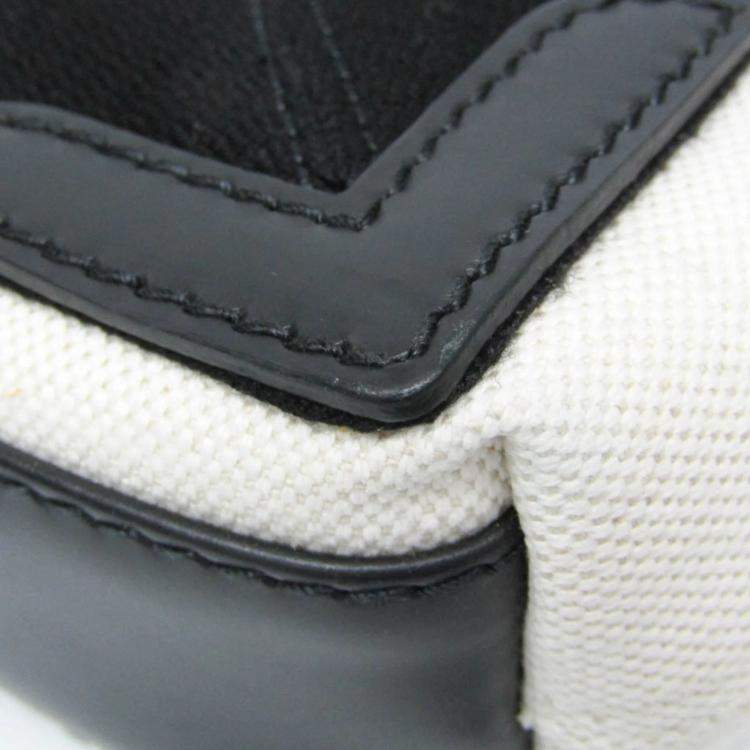 Pre Owned Balenciaga Black/Off-white  Canvas and Leather Navy Cabas XS Tote Bag