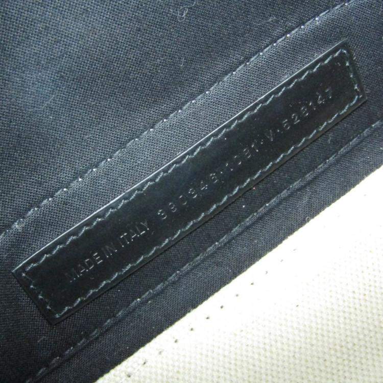Pre Owned Balenciaga Black/Off-white  Canvas and Leather Navy Cabas XS Tote Bag