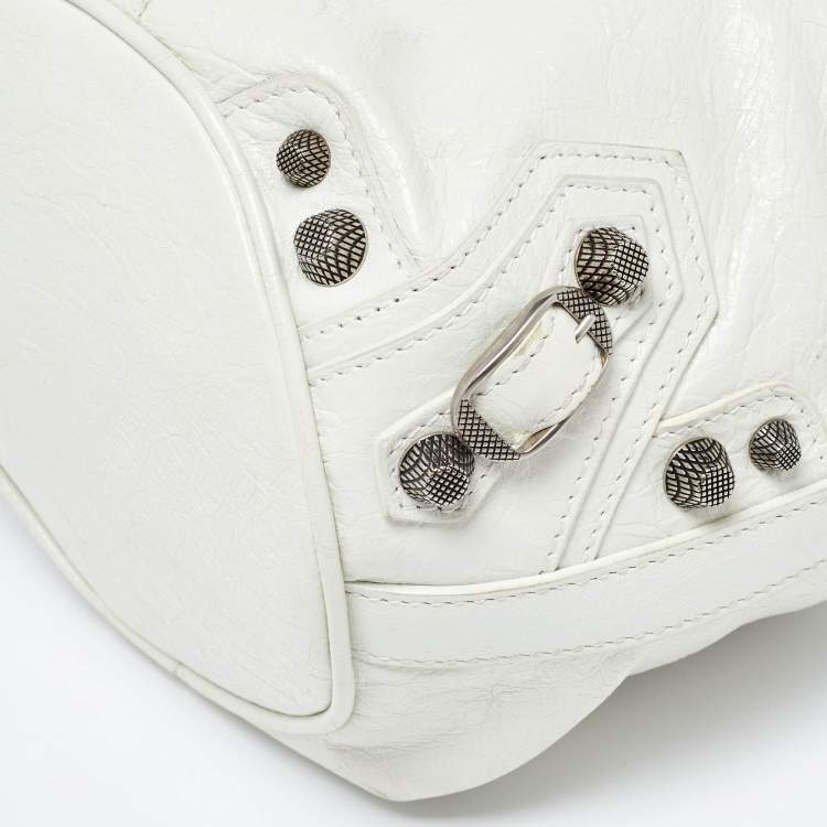 Pre Owned Balenciaga White Leather XS Le Cagole Bucket Bag