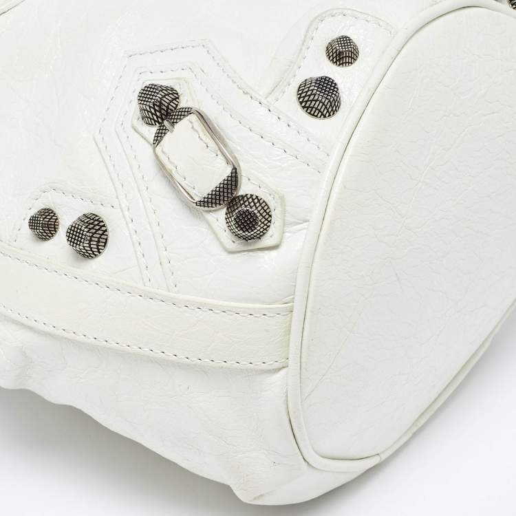 Pre Owned Balenciaga White Leather XS Le Cagole Bucket Bag