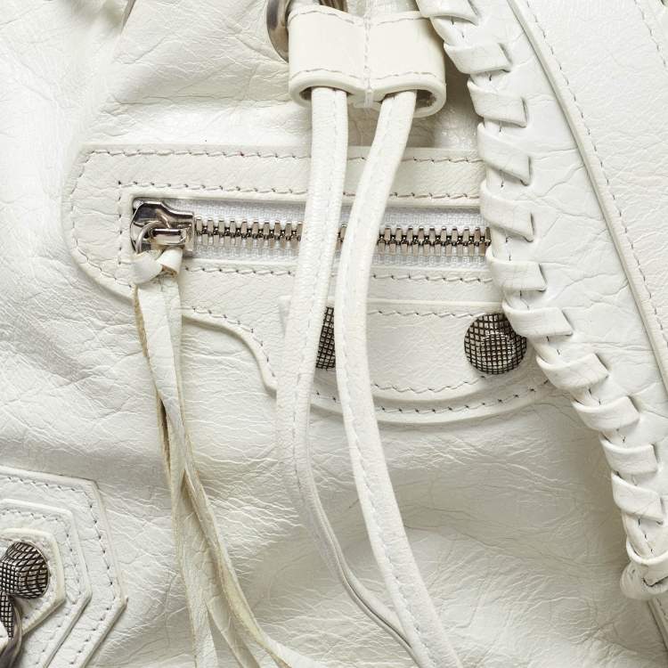 Pre Owned Balenciaga White Leather XS Le Cagole Bucket Bag