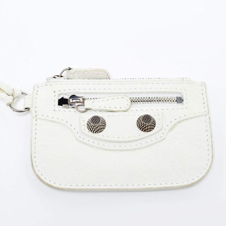 Pre Owned Balenciaga White Leather XS Le Cagole Bucket Bag
