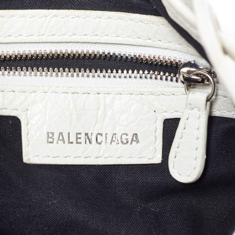 Pre Owned Balenciaga White Leather XS Le Cagole Bucket Bag