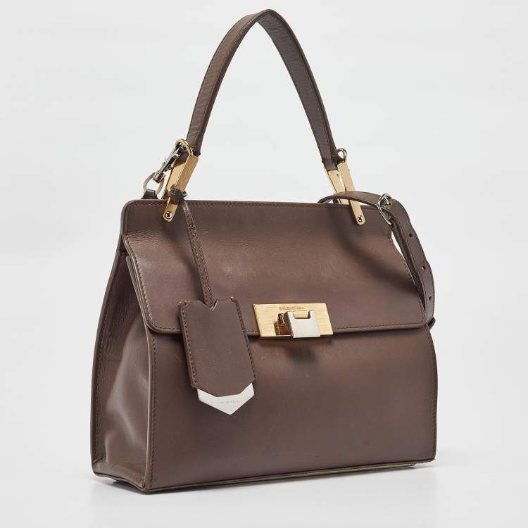 Pre Owned Balenciaga Taupe Leather Le Dix Cartable S Top Handle Bag
