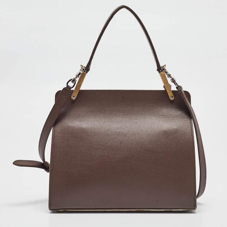 Pre Owned Balenciaga Taupe Leather Le Dix Cartable S Top Handle Bag