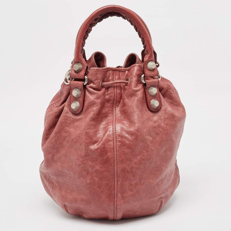Pre Owned Balenciaga Old Rose Leather GSH Pompon Bag