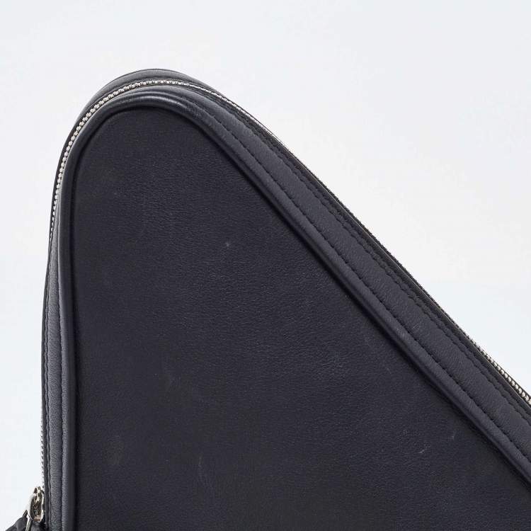 Pre Owned Balenciaga Black Leather Triangle Pouch