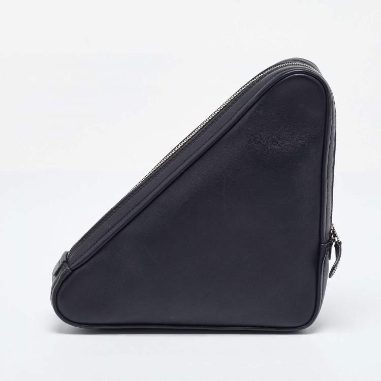 Pre Owned Balenciaga Black Leather Triangle Pouch