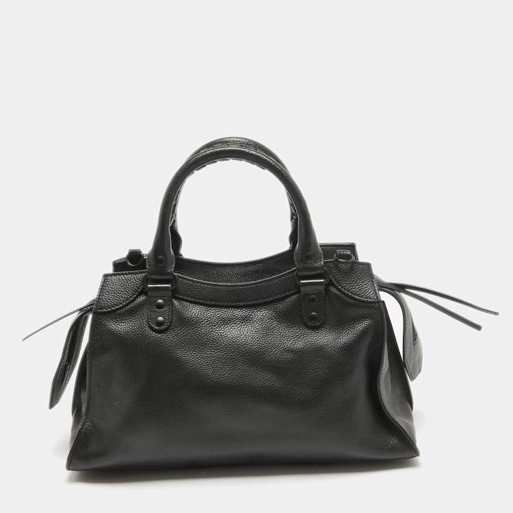 Pre Owned Balenciaga Black Leather Small Neo Classic Tote