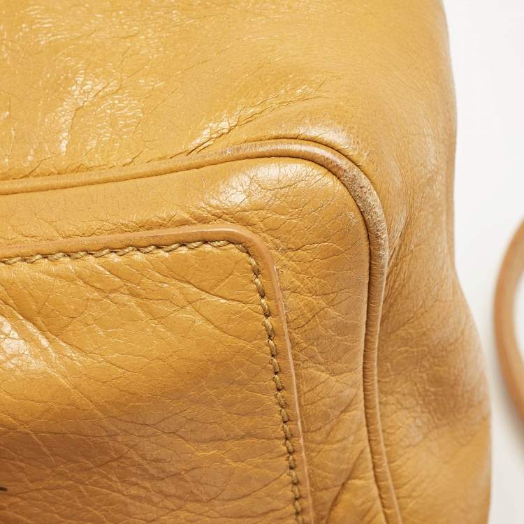 Pre Owned Balenciaga Mustard Leather Classic Hip Crossbody Bag