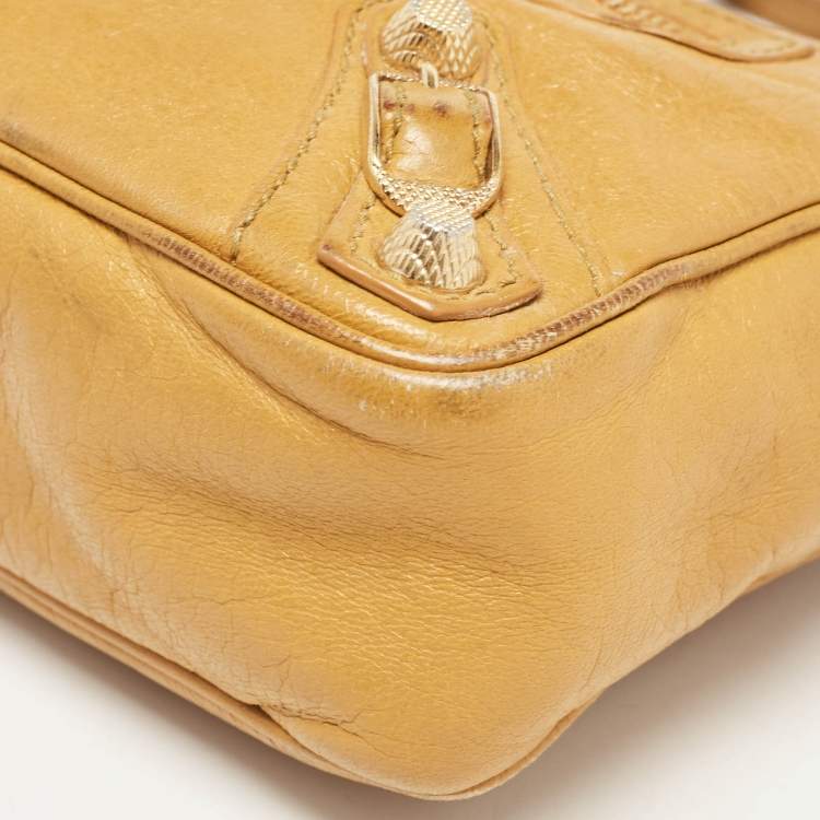 Pre Owned Balenciaga Mustard Leather Classic Hip Crossbody Bag