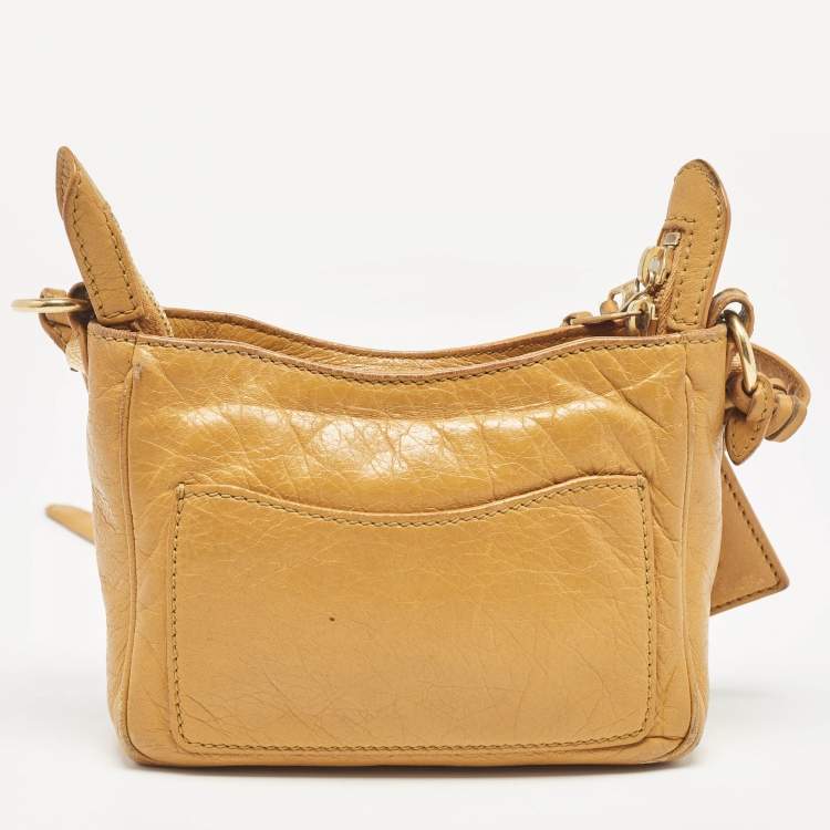 Pre Owned Balenciaga Mustard Leather Classic Hip Crossbody Bag