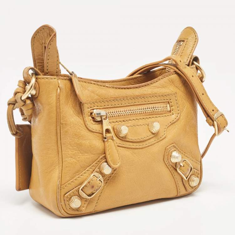 Pre Owned Balenciaga Mustard Leather Classic Hip Crossbody Bag