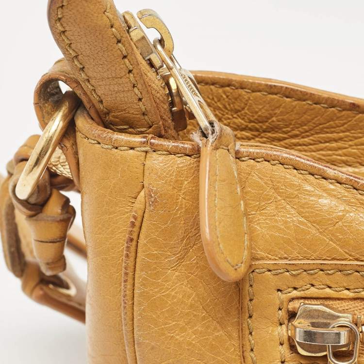 Pre Owned Balenciaga Mustard Leather Classic Hip Crossbody Bag